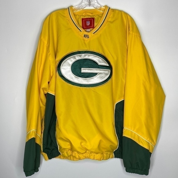 Vintage NFL Green Bay Packers Yellow Pullover Jacket Size Large - Picture 1 of 11